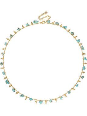 Women's Beads Paper Clip 14k Gold Beaded Pearl Choker Lobster Jewelry Necklace